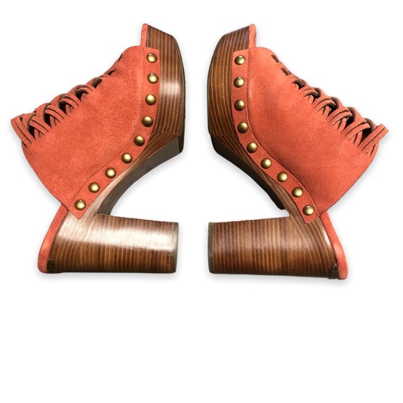 MICHAEL Michael Kors Westley Mule Suede Cinnamon Platform Stacked Heels  9 M - Picture 10 of 16